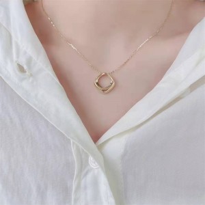 Classic Contemporary Silver Necklace, 18K Gold/Rhodium Plating