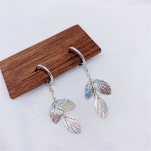 Sterling Silver Leaf Style Drop Earrings