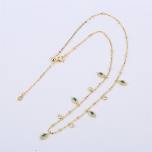 Luxury Colorful Cubic Zirconia Necklace, 18k Gold Plated