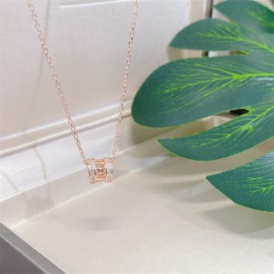 Drum Pendant Silver Necklace in Rose Gold