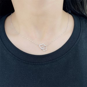 Interlocking Heart Sterling Silver Necklace