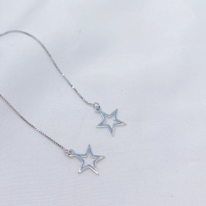 Sterling Silver Star Shape Drop Earrings