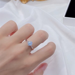 Classic Style Adjustable Silver Ring, with Zircon